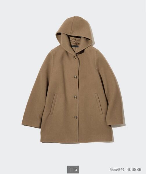 美品 ユニクロ フーデットショートコート アウター