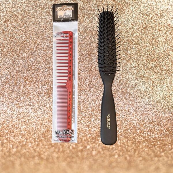 2本 サンビー ヘアブラシ SW-121 スケルトン Y.S.PARK(ワイエスパーク)カッティングコーム YS-332 レッド