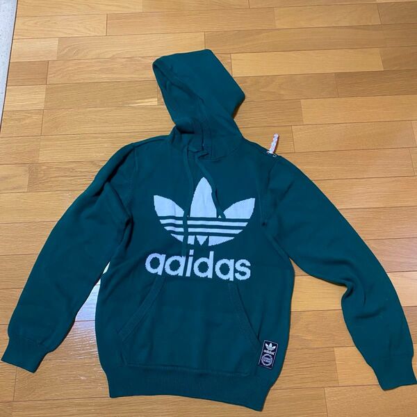 値段交渉ok サイズXS【新品未使用】adidas アディダス ニットパーカー グリーン