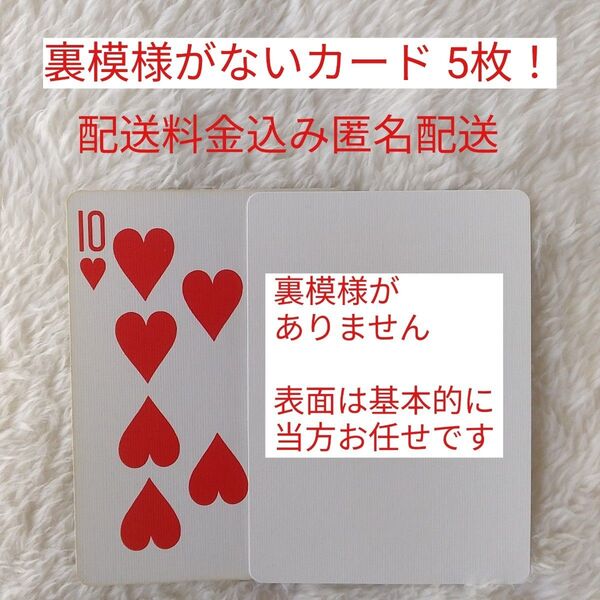 裏面に印刷がない ブランクバックカード 表/白 5枚 カードマジックに最適です