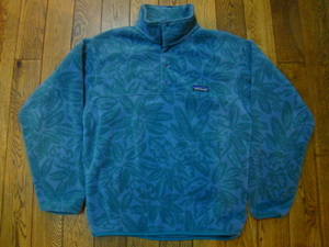 90s USA製 patagonia Snap-T 総柄 XS スナップT フリース プルオーバー ジャケット パタゴニア