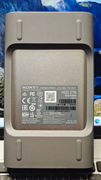 ①正常動作品★ SONY ポータブルストレージ HDD 2TB PSZ-HA2T 使用27時間