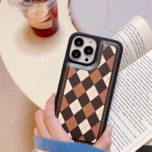 iPhone 13 Pro アーガイル チェック レトロ アイフォン スマホ ケース smartphone case ブラウン