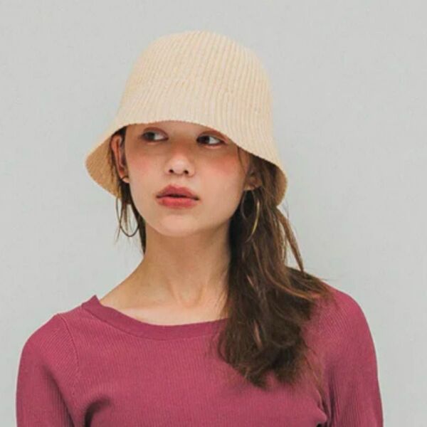 ハット レディース バケットハット ニット帽子 シンプル 無地 秋冬 ポリエステル100 23aw coca コカ