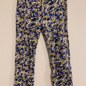 スローブ イエナ フラワー クロップド パンツ 花柄 青 黄 ブルー 水彩