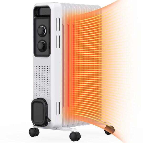 オイルヒーター 8畳~10畳 暖房器具 省エネ ヒーター 出力3段階 ダイヤル式 オイルヒーター 小型 9枚フィン 電気ヒーター