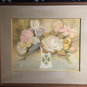 堂本印象 「かがやく花」 リトグラフ 限定300部 NO.254 堂本四郎監修 真作 額装 日本画