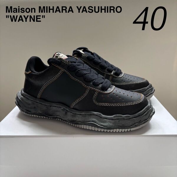 新品 メゾン ミハラ ヤスヒロ スニーカー WAYNE クラッキングレザー スニーカー 40 黒 ブラック 定5.06万 メンズ