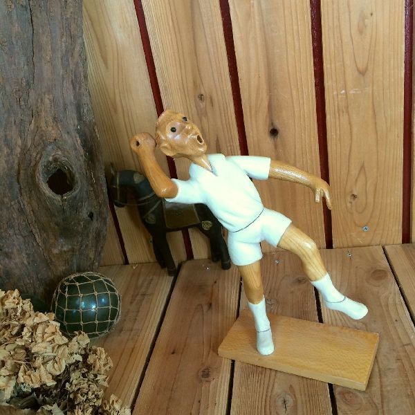 ≫70-80's Italian vintage *ROMER *Old wood carving doll *Wood grain heather grain *Sports wooden figurine *Handmade carving vintage *Antique, antique, collection, Craft, woodworking, bamboo crafts