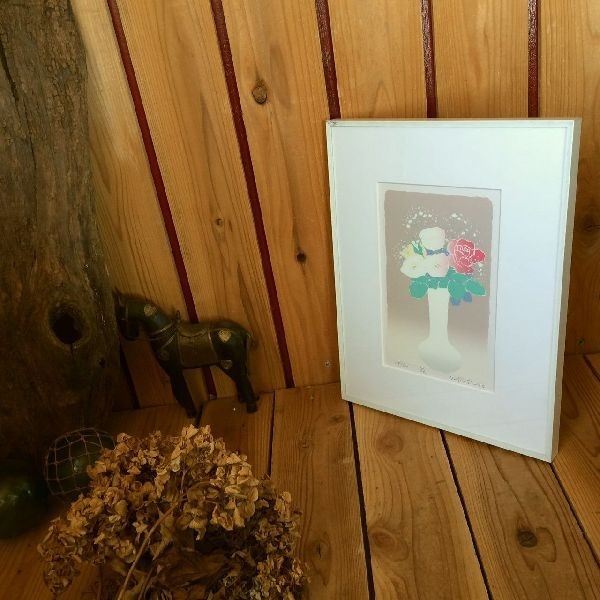 ≫Authenticity guaranteed*Rare*Made by Kotaro Yoshioka*Autographed silkscreen print 165/500*Flowers*Framed*Art*Art*Still life*Painting art*Decoration*Master Yasuo Kazuki, artwork, print, silk screen