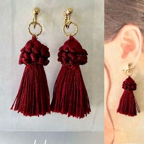 no.1465 ハンドメイド☆タッセルのイヤリング(ピアス)