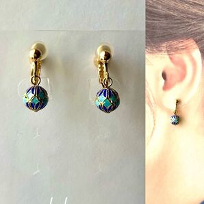 no.1481 ハンドメイド☆18Kメッキコッパービーズのイヤリング(ピアス)