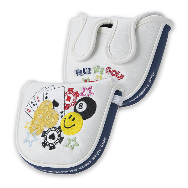 ☆送料無料☆【PM-ホワイト】ブルーティーゴルフ 【ベガスヘッドカバー】マレット型パター用ヘッドカバー BLUE TEE GOLF HC-015