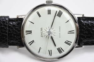 *** antique Switzerland name machine ENICAR STAR JEWELS hand winding gentleman wristwatch ultimate rare model 