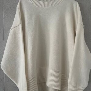 Re:EDIT リエディ ニット セーター クルーネック アイボリー白 Lサイズ