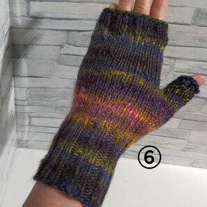 ハンドウォーマー 段染め⑥ リストウォーマー 編み物 手編み ハンドメイド