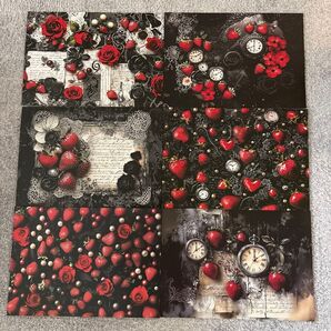 デザインペーパーMALAMA様いちご、薔薇