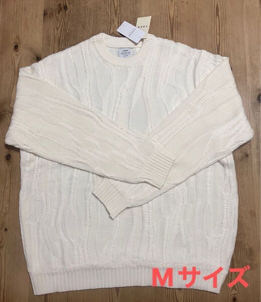 新品タグ付/coen コーエン/ユナイテッドアローズ/クルーネック/ジャガード ニットセーター/オフホワイト/Mサイズ