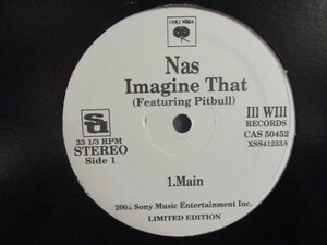 Nas ： Imagine That F. Pitbull 12'' // John Lennon - Imagine 使用 ! c/w Bridging The Gap Manny Faces Remix / 落札5点で送料無料