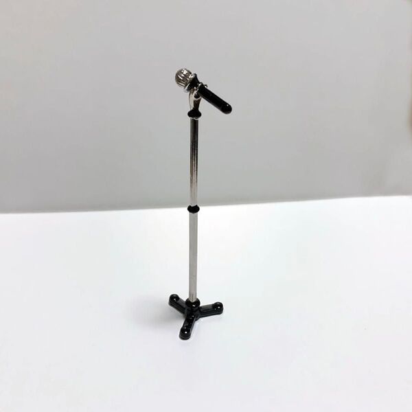 ミニチュア マイク・マイクスタンド 黒 ドールハウス ディスプレイ バンド 音楽