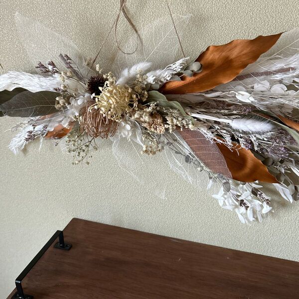 横長スワッグ ドライフラワー 造花 インテリア ハンドメイド