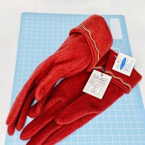 【新品】ウールジャージー 手袋 ワインレッド サイズM-L 指長め