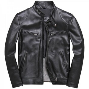  new goods original leather M size cow leather 100% Single Rider's leather jacket / leather jacket 