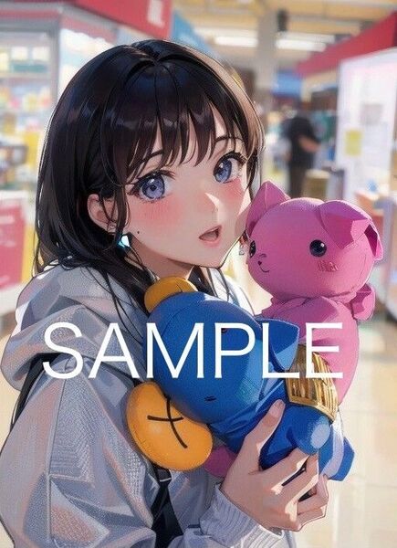 A4アートポスター⑤*クレーンゲームガール*ラミネート加工*オリジナル