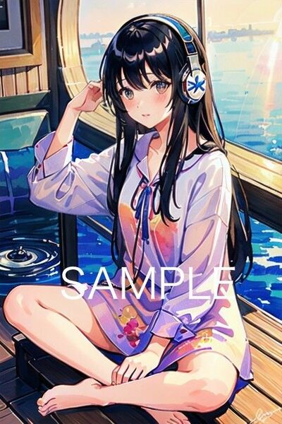 A4 アート ポスター⑦*パジャマガール*ラミネート加工*オリジナル