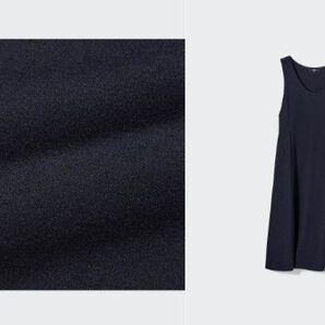 ユニクロUNIQLOブラッシュドジャージージャンパースカートネイビー