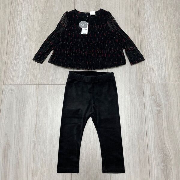 babyGAP 80cm プリーツチュールセットアップ 女の子 長袖 ベロア