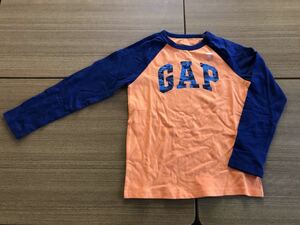 ■GAP■ロンＴ■新品■110■オレンジXネイビー■ＵＳＡ■ギャップ■GAPロゴTシャツ■ロゴは海軍迷彩■迷彩■2-2