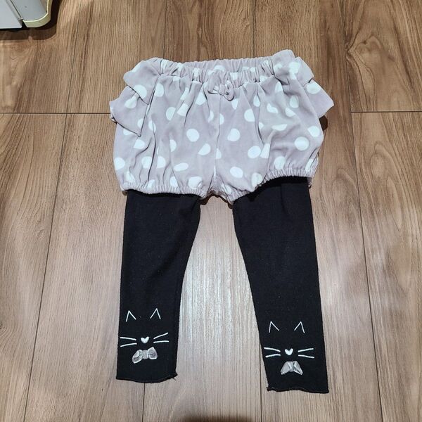 レギンス ドット フリルパンツ ドッキングパンツ 95 ネコ 西松屋
