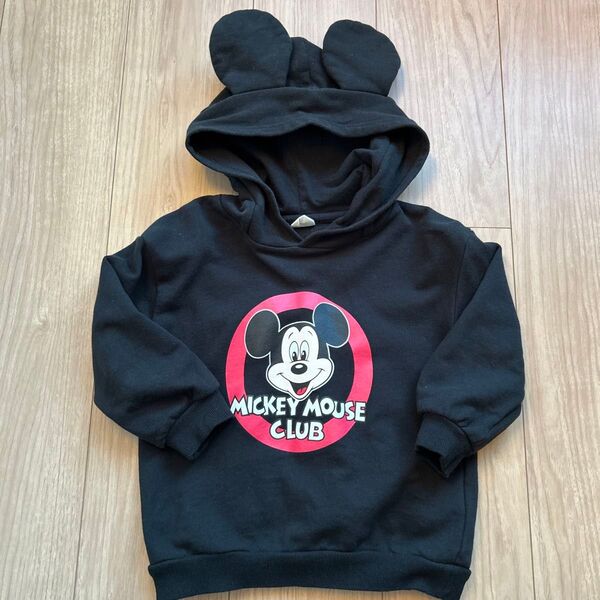Disney ミッキー耳付き トレーナー パーカー110cm