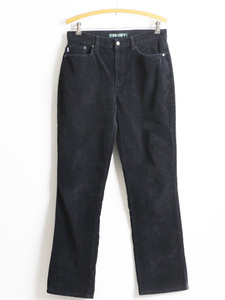 # LAUREN JEANS CO Ralph Lauren 5 карман средний маленький . вельвет брюки ( женский женщина 8 M степени ) б/у одежда распорка Polo POLO темно синий 