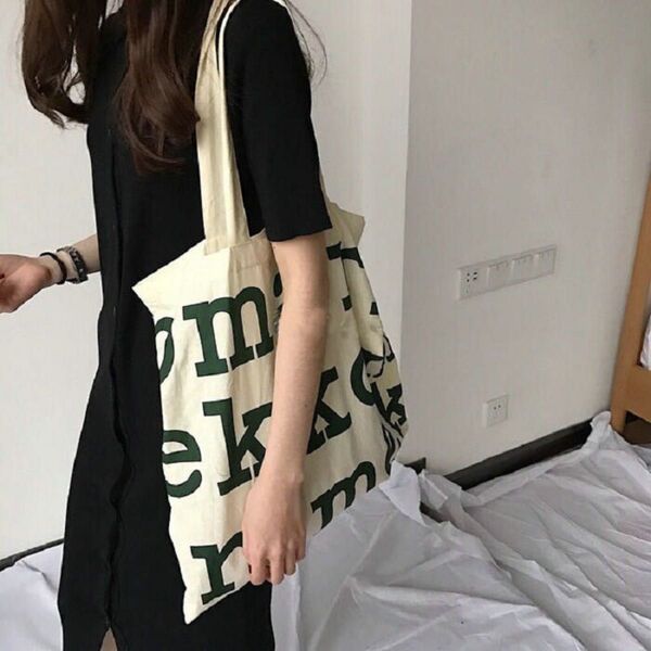 グリーン文字 トートバッグ