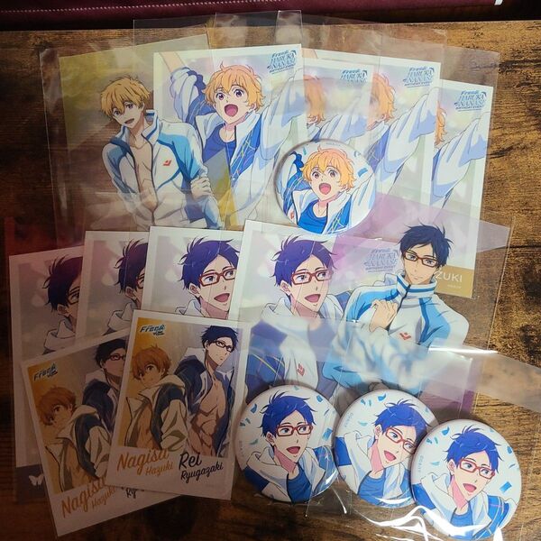 Free! ブロマイド クリアカード 缶バッジ 葉月渚 竜ヶ崎怜 セット