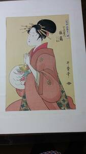 Art hand Auction Utamaro: Una colección de bellezas en la cima de su poder, Cuadro, Ukiyo-e, Huellas dactilares, Retrato de una mujer hermosa