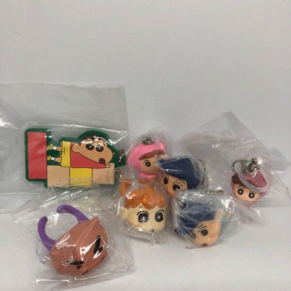 【新品未開封】クレヨンしんちゃん まとめ売り ぷくっとリング マスコットスイング めじるしアクセサリー ラバーキーホルダー