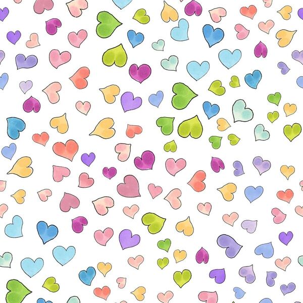 ロラライハリス生地 Little Hearts白110×45