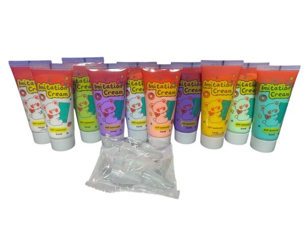 デコホイップ デコパーツ クリーム フェイクホイップ 50ml 10本セット ホイップクリーム 粘土 ハンドメイド ノズル付き