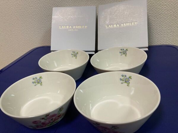 LAURA ASHLEY 花柄ボウル 4個セット ローラアシュレイ ペアボウル