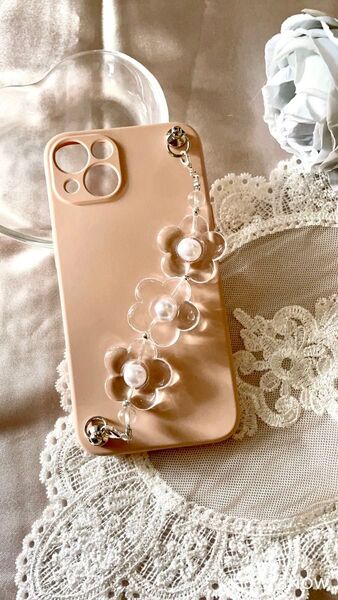 花 フラワー キーリングハンガー iPhone 13 ケース シリコン ピンク