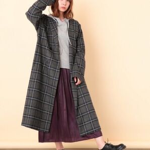 チェックダブルチェスターコート