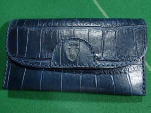 * Felisi Felisi crocodile type pushed . leather 2. card-case card-case 1014 navy beautiful goods!!!*