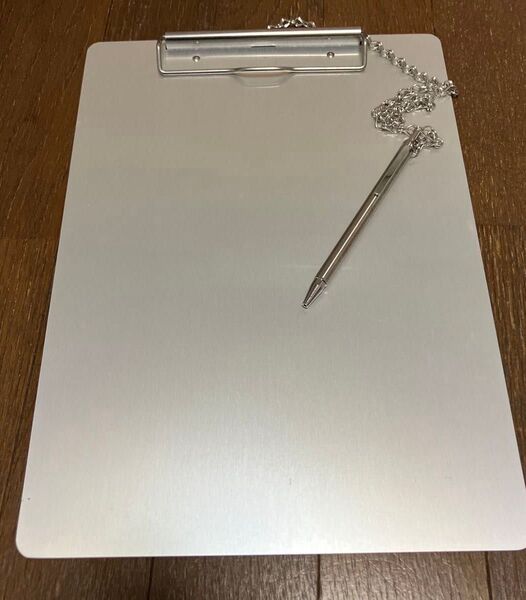 ペン付きステンレス クリップボード 傷有り