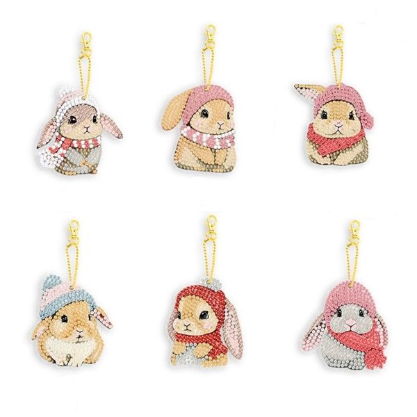 ウサギ ダイヤモンドアート キット 6個セット クリスマス ハンドメイド DIY モザイクアート 手作り リース 壁飾り