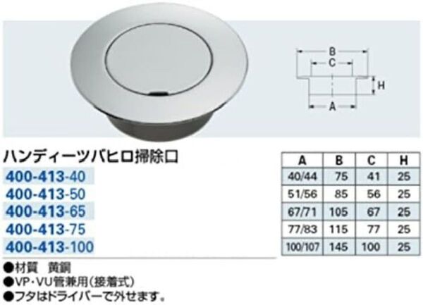 カクダイ ツバヒロ掃除口 個別売り可能