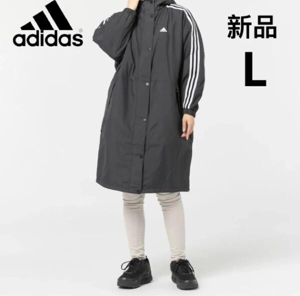 adidas レディース ロングコートインサレーテッドコート 冬ベンチコート L