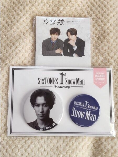 SnowMan 渡辺翔太 1st Anniversary 缶バッジ & ウソ婚 番組公式グッズ スタンドメモセット